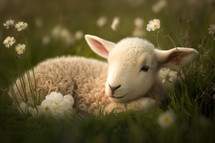 A lamb in the meadow