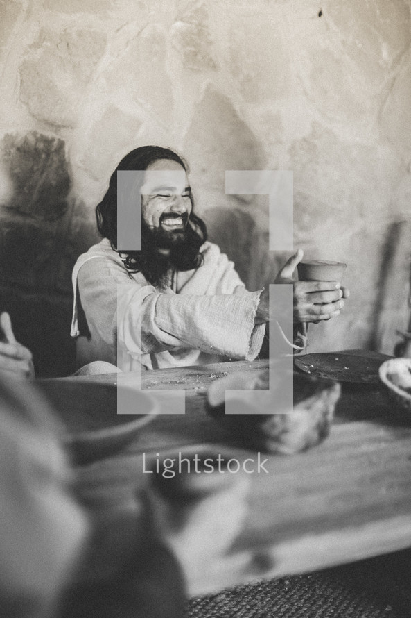 Jesus eating with his disciples 