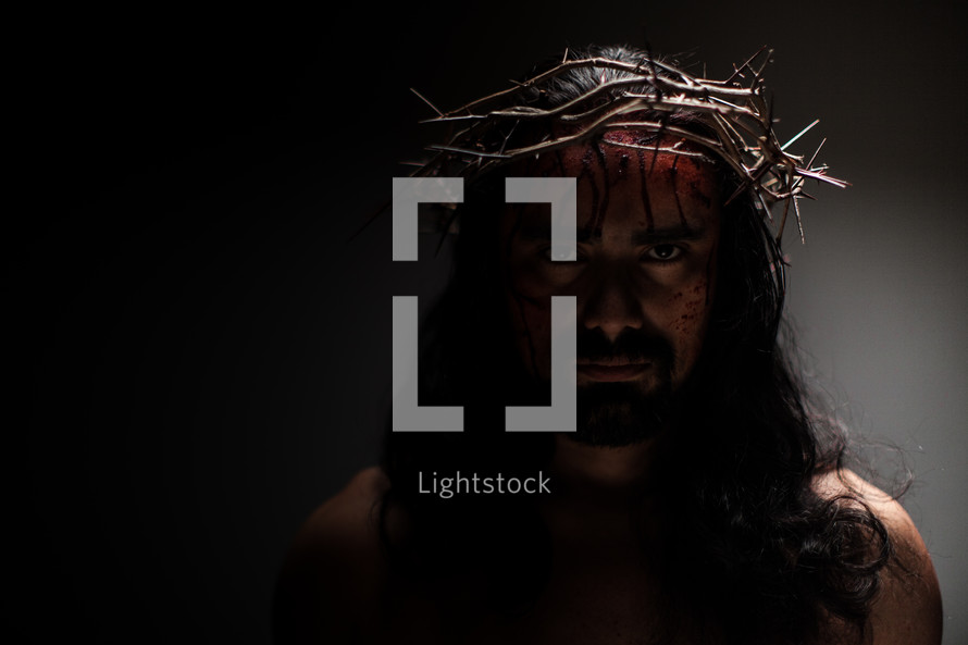 The suffering of Christ -- Jesus in His crown of thorns.
