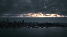 Drone view of Downtown San Francisco during twilight