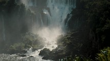 Iguazu Waterfalls Of Brazil And Argentina - Tilt Up Shot