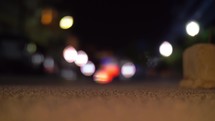 Road with car driving at night, blur