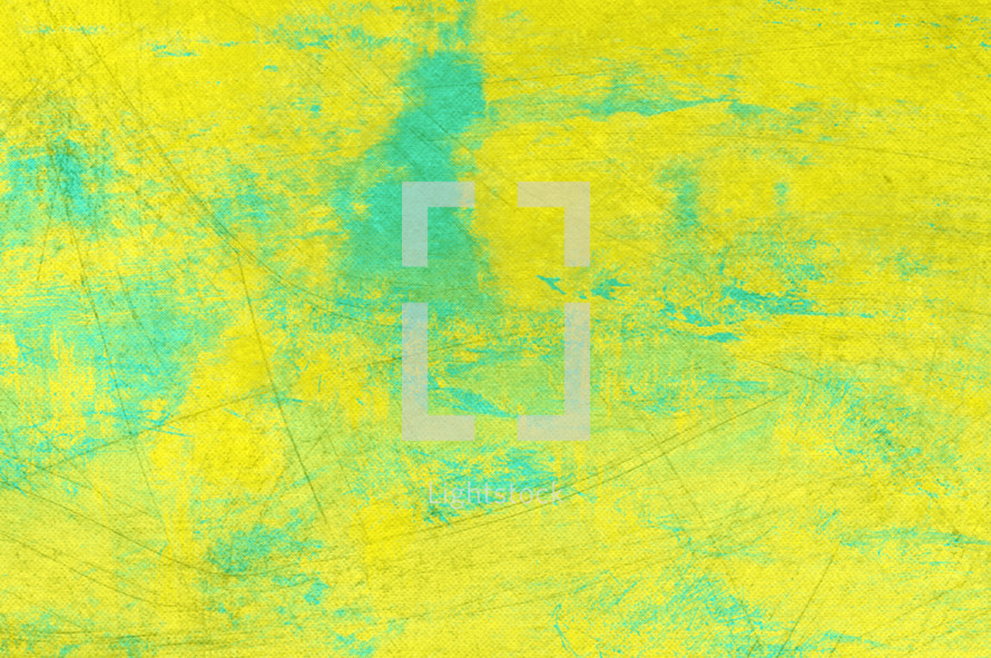 distressed background in bright colors of yellow and turquoise with painted effect and scratches