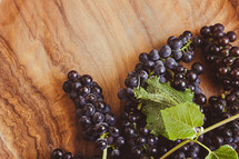 grapes on a wood background 