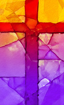 cross art in red orange and purple  - combo of my cross artwork, AI input and further editing