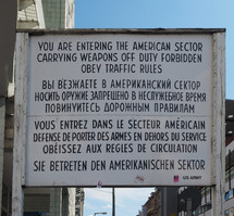 BERLIN, GERMANY - CIRCA JUNE 2016: Checkpoint Charlie (aka Checkpoint C) wall crossing point between East Berlin and West Berlin during the Cold War