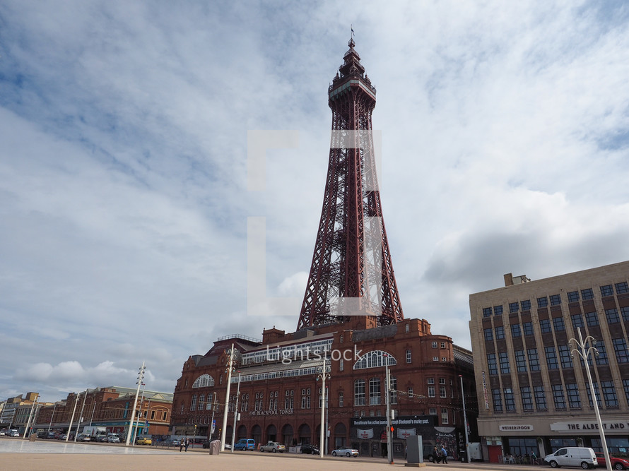 BLACKPOOL, UK - CIRCA JUNE 2016: Blackpool Tower on Blackpool Pleasure Beach resort amusement park on the Fylde coast