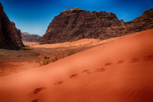 tracks in desert sand 