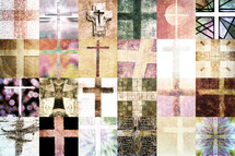 cross paintings grid in warm color