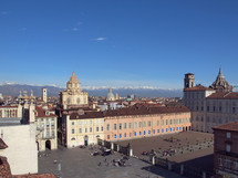 Piazza Castello central baroque square in Turin Italy