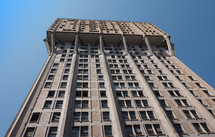 MILAN, ITALY - CIRCA APRIL 2018: Torre Velasca designed by BBPR in 1955 is a masterpiece of Italian new brutalist architecture