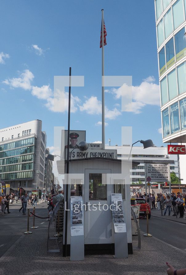 BERLIN, GERMANY - CIRCA JUNE 2016: Checkpoint Charlie (aka Checkpoint C) wall crossing point between East Berlin and West Berlin during the Cold War