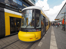 BERLIN, GERMANY - CIRCA JUNE 2016: Tramway public transport in Alexanderplatz