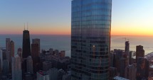 Aerial Chicago Illinois Trump Tower Skyline At Sunrise