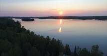 Ely Minnesota Lake At Sunset Drone
