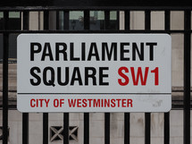 LONDON, UK - CIRCA JUNE 2017: Parliament Square sign in the City of Westminster SW1
