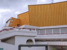 BERLIN, GERMANY - MAY 09, 2014: The Berliner Philharmonie concert hall designed by German architect Hans Scharoun in 1961 is a masterpiece of modern architecture