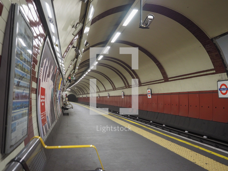 LONDON, UK - SEPTEMBER 29, 2015: Tube platform at Chalk Farm station on the Northern Line