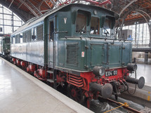 LEIPZIG, GERMANY - JUNE 12, 2014: Class E04 AC electric locomotive E04 01 of the Deutsche Reichsbahn at Leipzig Hbf station
