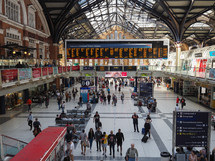 LONDON, UK - CIRCA SEPTEMBER 2019: People at Liverpool Street Station