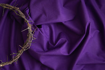 Partial crown of thorns on a purple cloth background