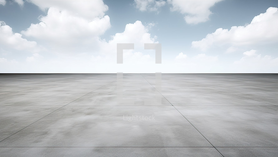 Empty Concreate Floor with Sky Background