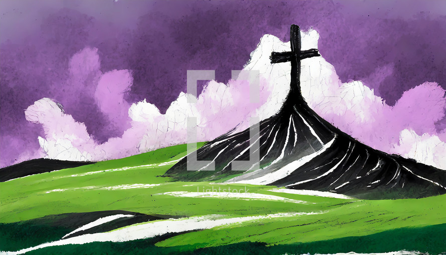 Cross on a Hill Illustration