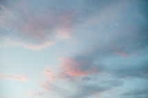 Photograph of a cloudy and colorful sky portraying the beautiful creation of God's heavens, which can be used as a decorative background or wallpaper for church services and bulletins.