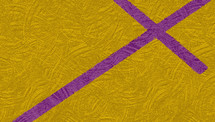 textural purple tilted cross and gold background