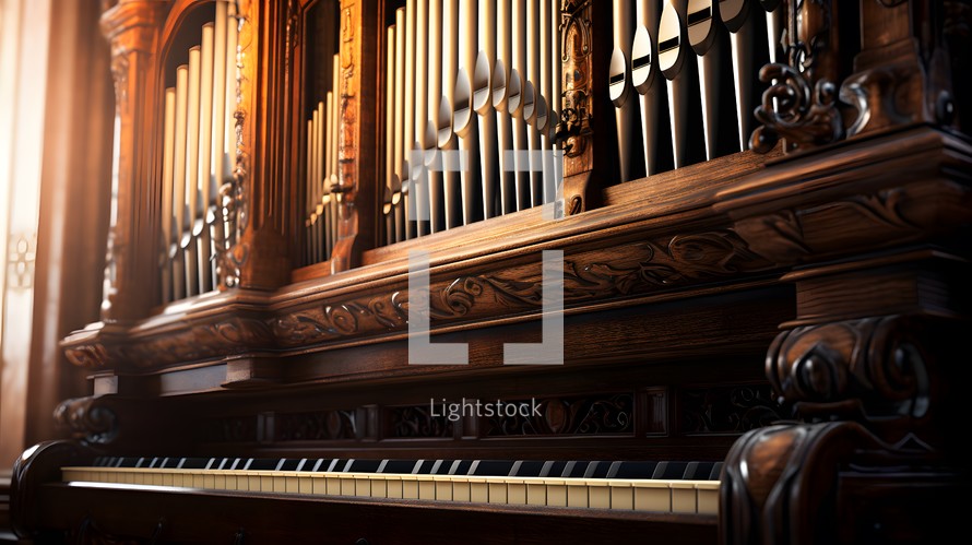 Details Of Light On A Wooden Organ