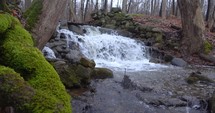 4K Waterfall Wide Shot Water Flowing Rapids