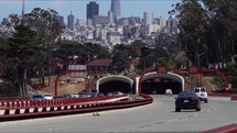 San Francisco skyline and Presidio tunnels in daytime