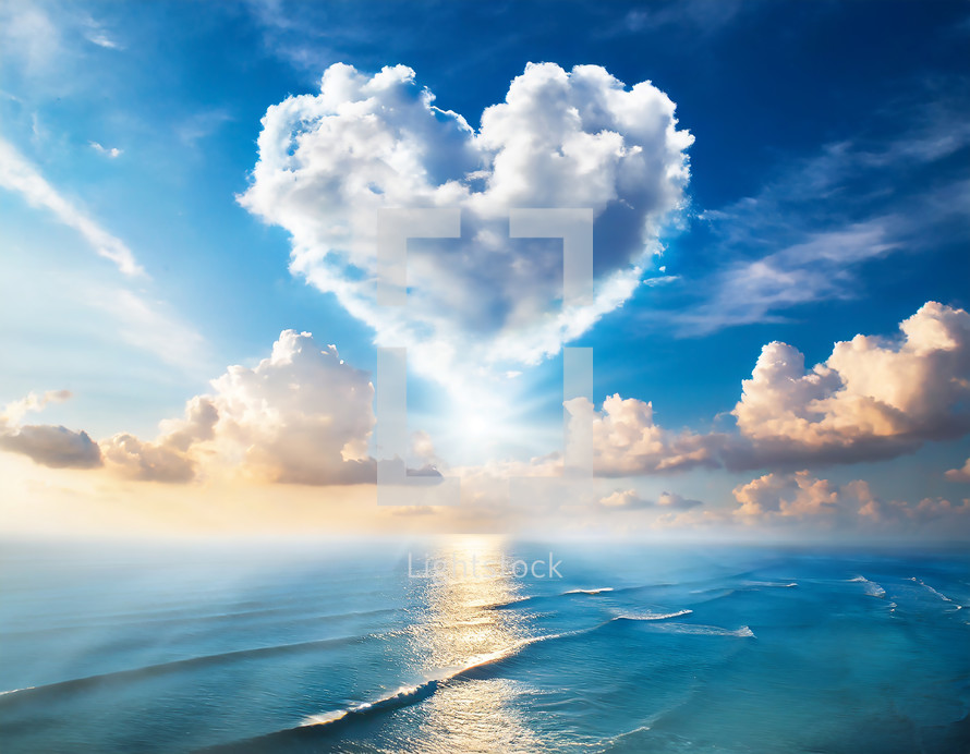 Heart Shaped Cloud Over water 