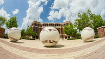baseball sculptures at Blue Bell Stadium