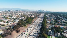 Aerial view of a Los Angeles highway.