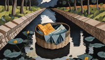 Baby Moses in the Basket Illustration 