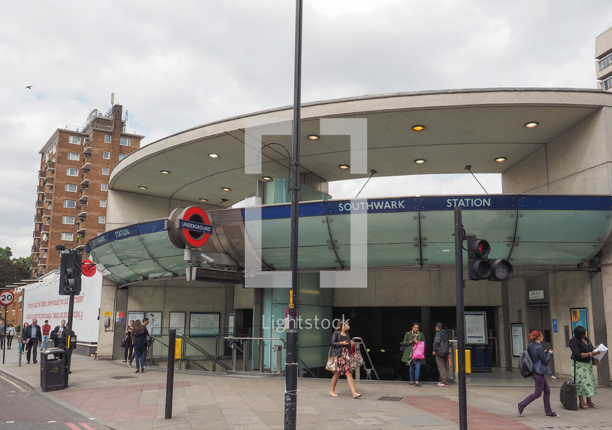 LONDON, UK - JUNE 10, 2015: Travellers at Southwark underground station