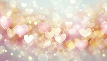 warm pink and golden yellow heart bokeh background