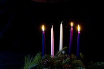 advent wreath with three candles lite 