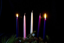 advent wreath with two candles lite 