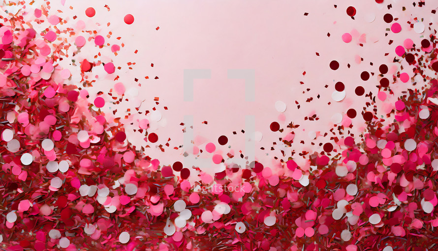 Pink, Red, and White Confetti Background 