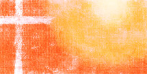 white cross on orange with glowing sun in a  textural painted fabric effect with space for text