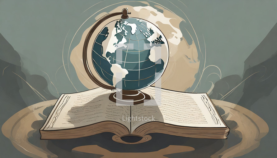 A Drawing of a Globe on a Bible 
