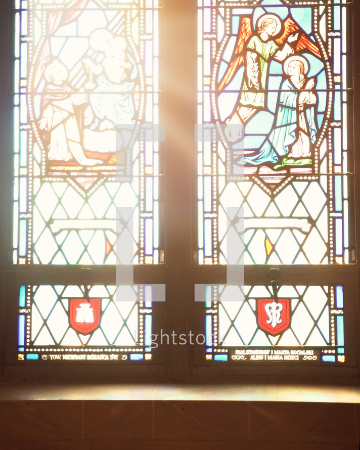 sunlight through stained glass windows 