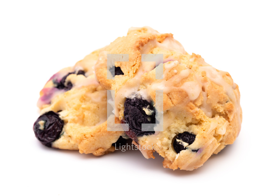 Lemon and Blueberry Scones on a White Background