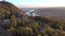 Old Castle Overlooking the River Rhine in Germany in the Fall