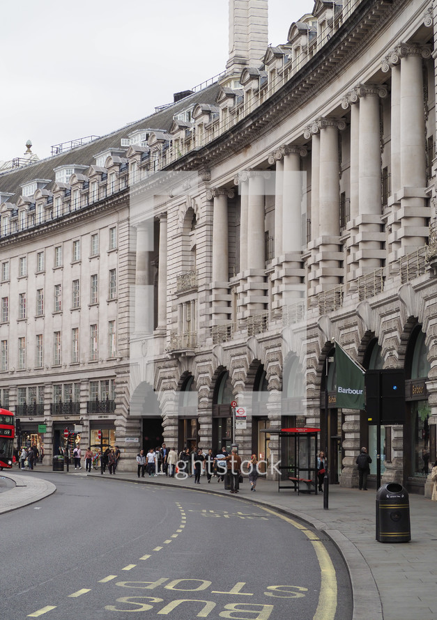 LONDON, UK - CIRCA SEPTEMBER 2019: People in Regent Street crescent