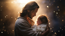 Jesus with a child in a glorious moment, 