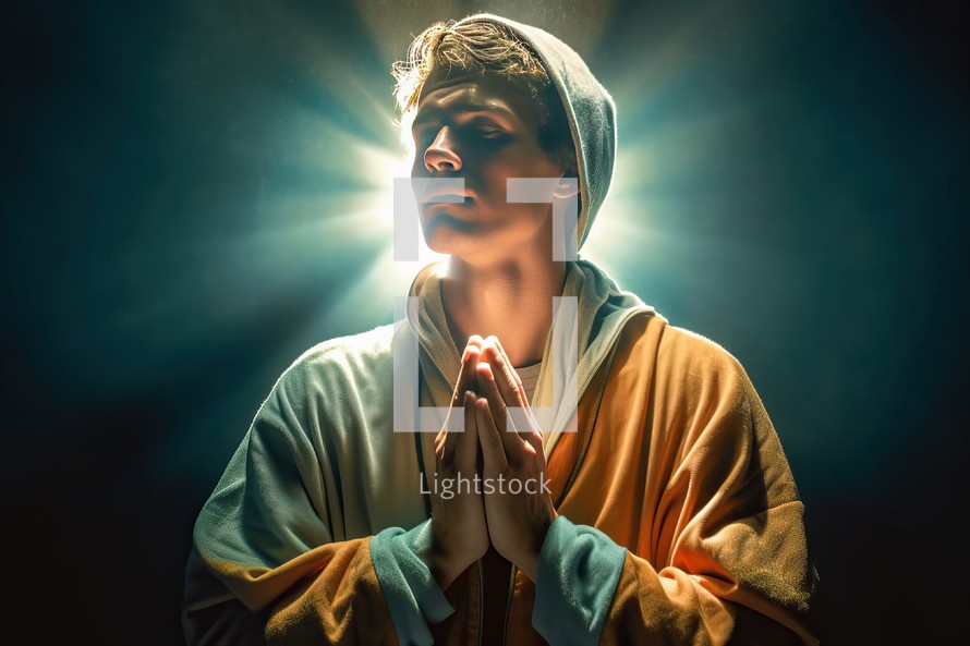 Man Praying in Light