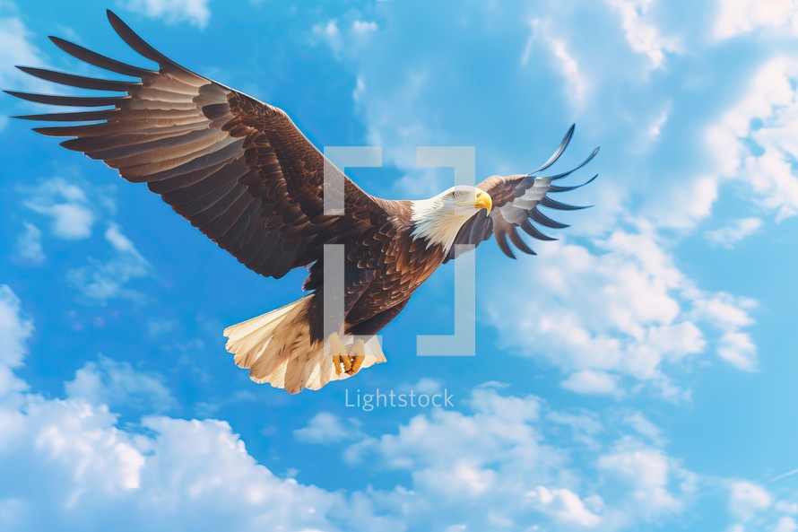 Eagle Fly Over the Blue Sky
